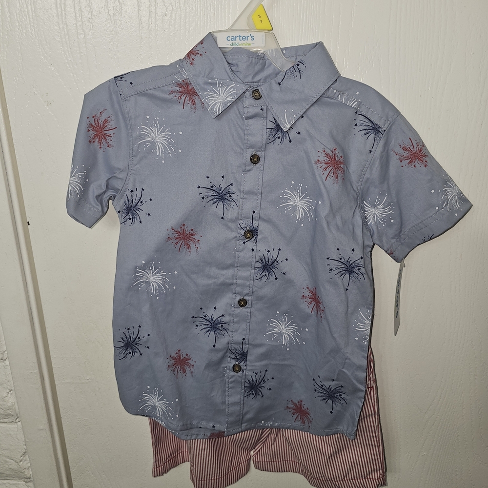 Carter's Kids Firework Print Shirt - Blue and Red
